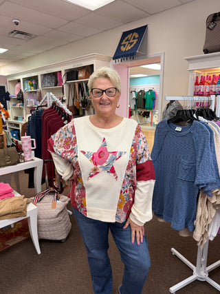 Vintage Rose Stripe Top