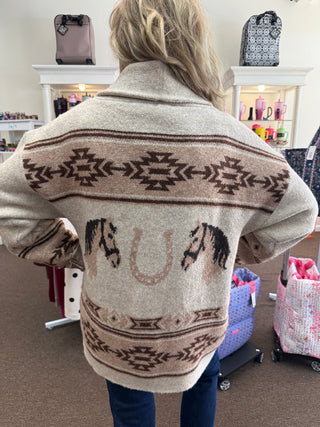 Horse Oatmeal Cardigan