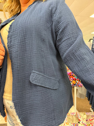 Navy Gauze Blazer