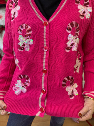 Candy Cane Kisses Cardigan