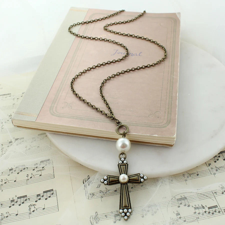 Pearl & Cross Necklace