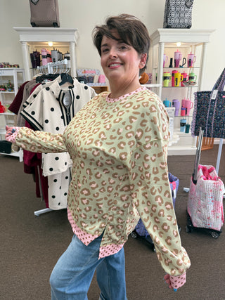 Khaki Polka Dot Leopard Sweatshirt