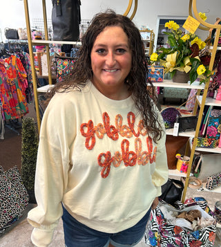 Gobble Gobble Embroidered Oversized Sweatshirt