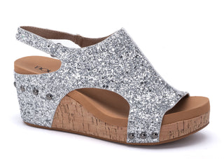 Corkys Carley Silver Glitter Wedge