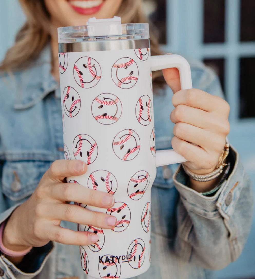 Baseball Happy Face Tumbler