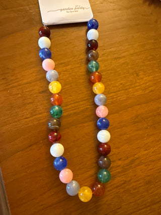 Light Multi Natural Stone 8mm Beaded 16"-18" Necklace