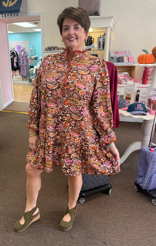 Boho Paisley Tiered Mini Dress