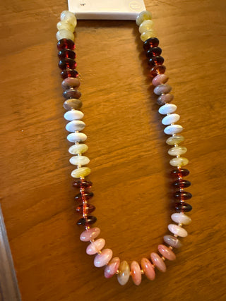 Brown, Natural, And Tan Beaded 18" Necklace