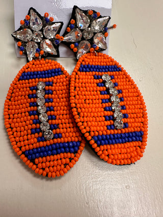 Blingy Football Seed Bead Earrings