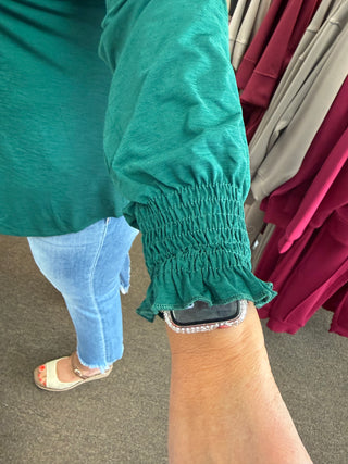 Dear Scarlett Green Smocked Lizzy Curvy