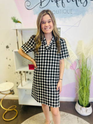 No Reason Plaid Tweed Dress