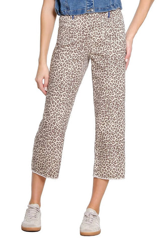 Animal Print Wide Leg Crop W/ Pleated Patch Pocket Detail