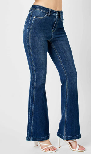 Judy Blue Jeans HW Angled Side Seam Detail Flare