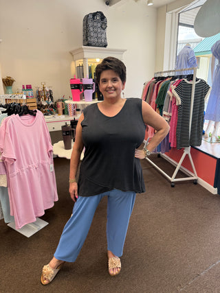 Black V-Neck Sleeveless Top