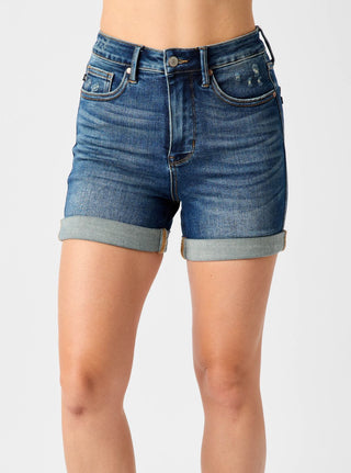 Judy Blue HW Tummy Control Vintage Wash Shorts