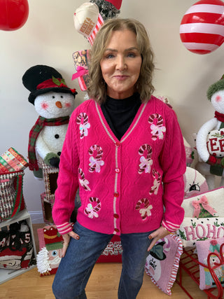 Candy Cane Kisses Cardigan