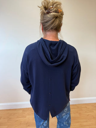 Navy Lightweight Heavenly-luxe Hooded Sweater