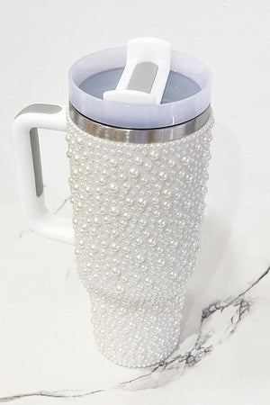 Pearl White Studded 40oz. Tumbler