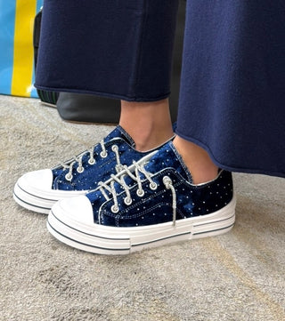 Aman Navy Velvet Sneaker