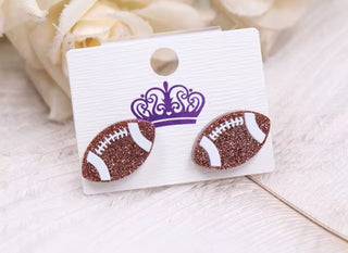 Glitter Football Post Earrings