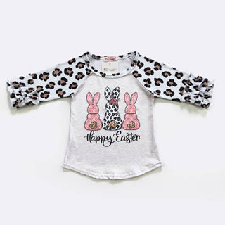 Girls Happy Easter Leo Raglan