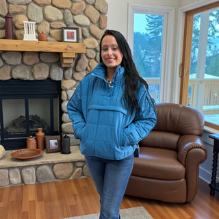 Blue Puffer Pullover Jacket