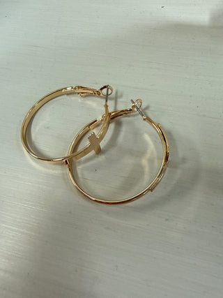 Whispers Hoop Cross Earrings