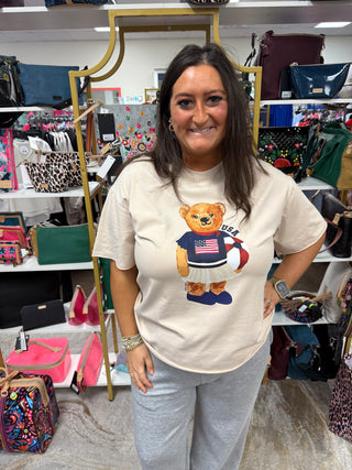 USA Teddy Bear Girl Tee