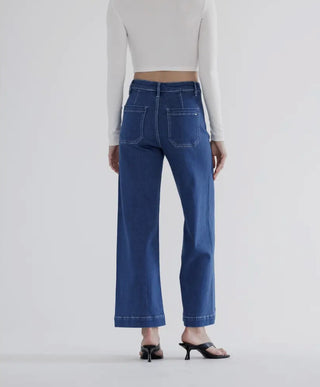 Mica Denim High Rise Patch Pkt Wide Jean