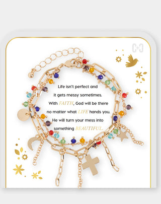 Messy Life Link Charm Bracelet Gold