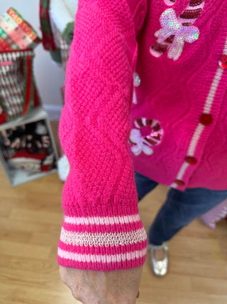 Candy Cane Kisses Cardigan