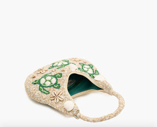 Sea Turtle Shell Beaded Hobo Bag