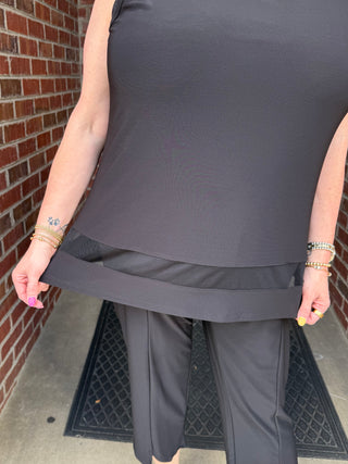 Black Mesh Hem Tank