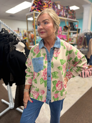 Rose & Denim Cardigan