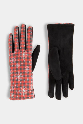 Plaid Snowflake Touchscreen Gloves