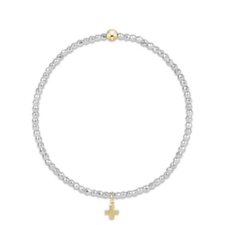 Enewton Bright Silver Faceted Hematite 2MM Bead Bracelet Cross Gold Charm