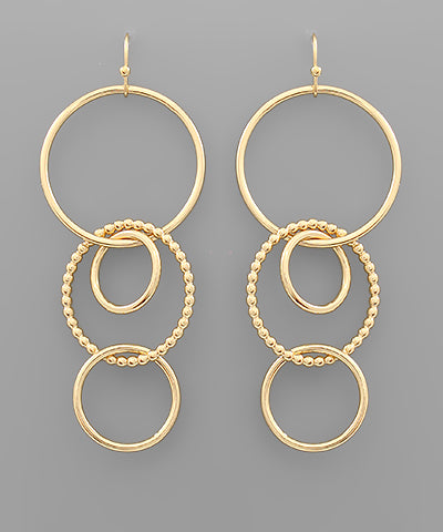 Multi Circle Brass Link Earrings