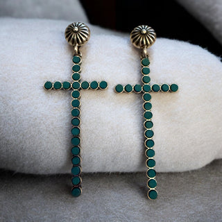 Turquoise Stone Cross Post Earring