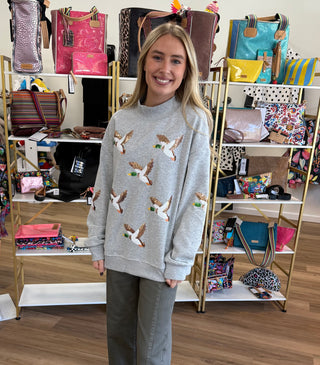 Sequin Mallard Mock Neck Sweatshirt