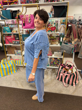 Blue Belle Bow Detail Top
