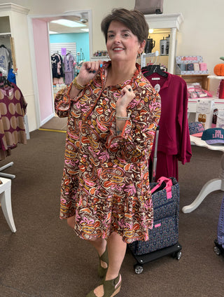 Boho Paisley Tiered Mini Dress