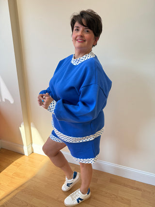 Royal Blue Polka Dot Short Set
