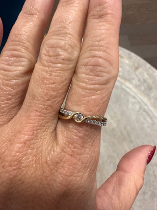Fancy Fashion #3 2-Tone Ring With Pave