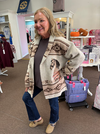 Horse Oatmeal Cardigan