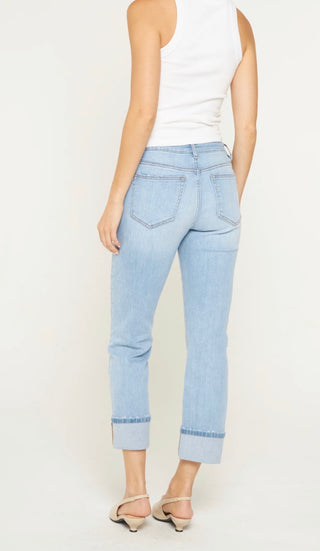 Mica Denim Mid-Rise Cuffed Straight Leg Jean