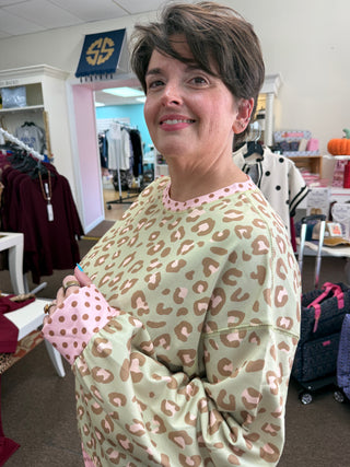 Khaki Polka Dot Leopard Sweatshirt