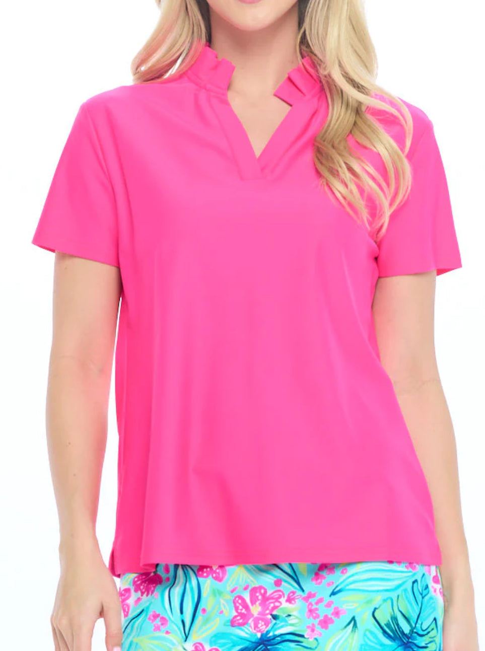 Charlotte Pleated Collar Polo Top