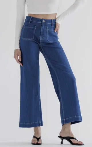 Mica Denim High Rise Patch Pkt Wide Jean