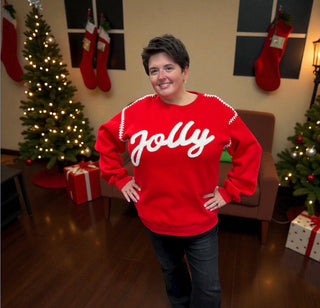 Red Jolly Embroidered Sweatshirt