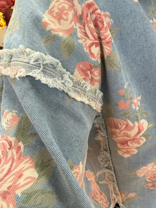 Floral Print Denim Top